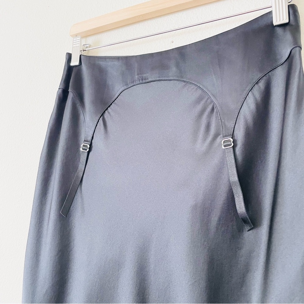 Fleur du Mal SIZE 4 silk black high rise asymmetrical garter skirt - Picture 6 of 9